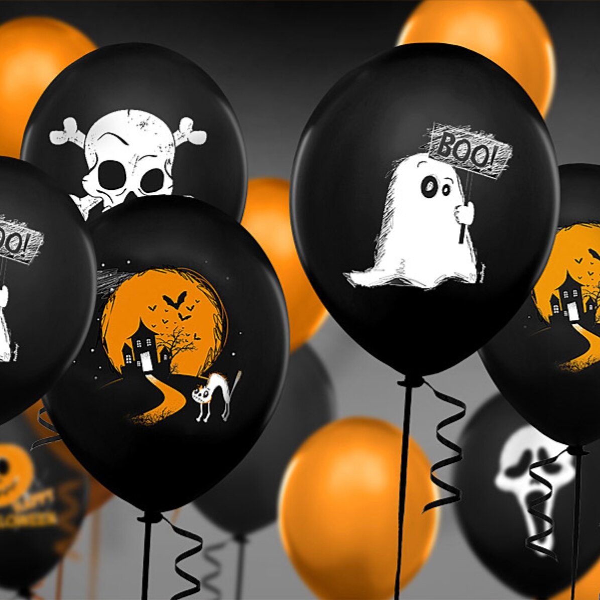 Lote de 6 globos de Halloween - La casa encantada