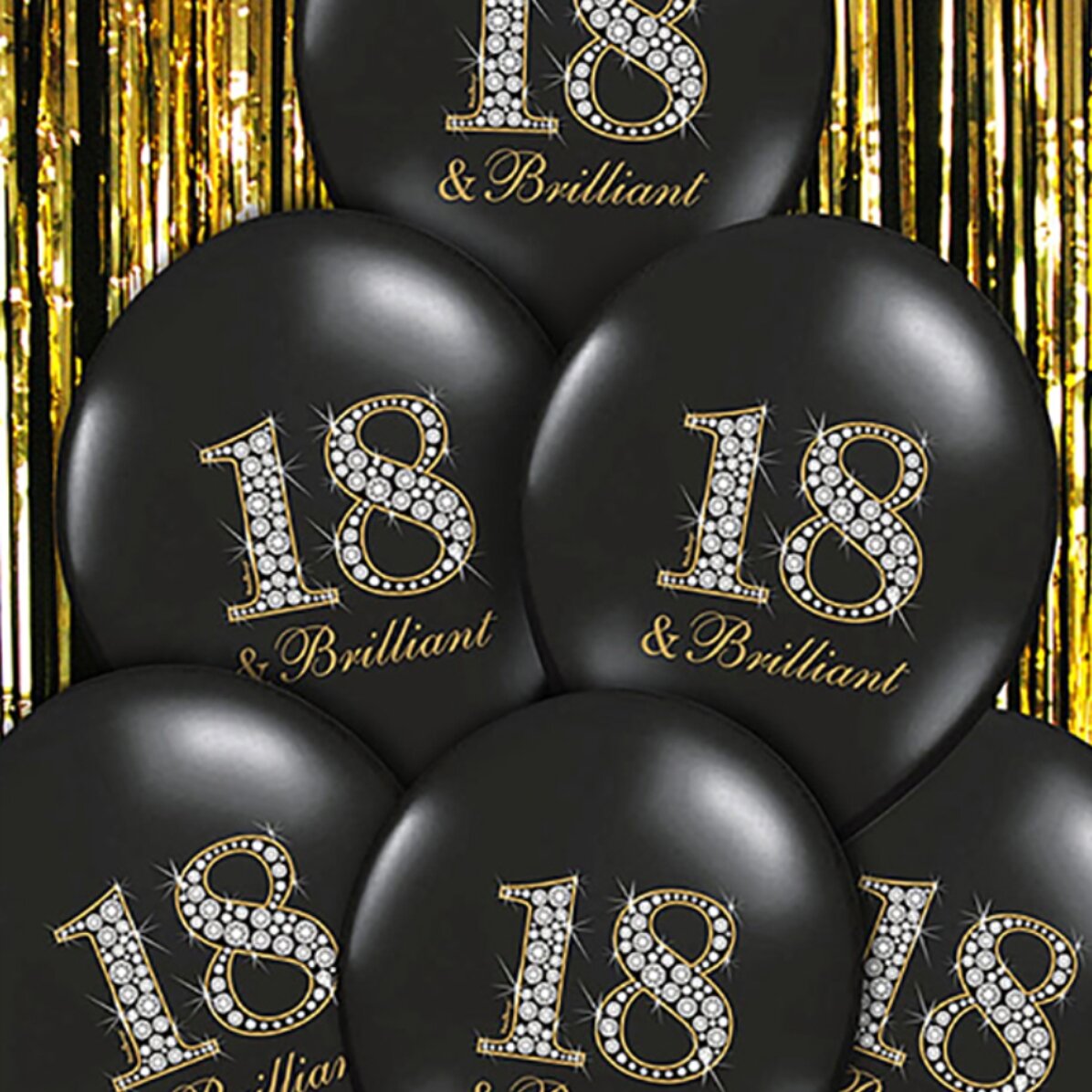 Lote de 6 globos de cumpleaños para la mayoría de edad - 18 & Brilliant