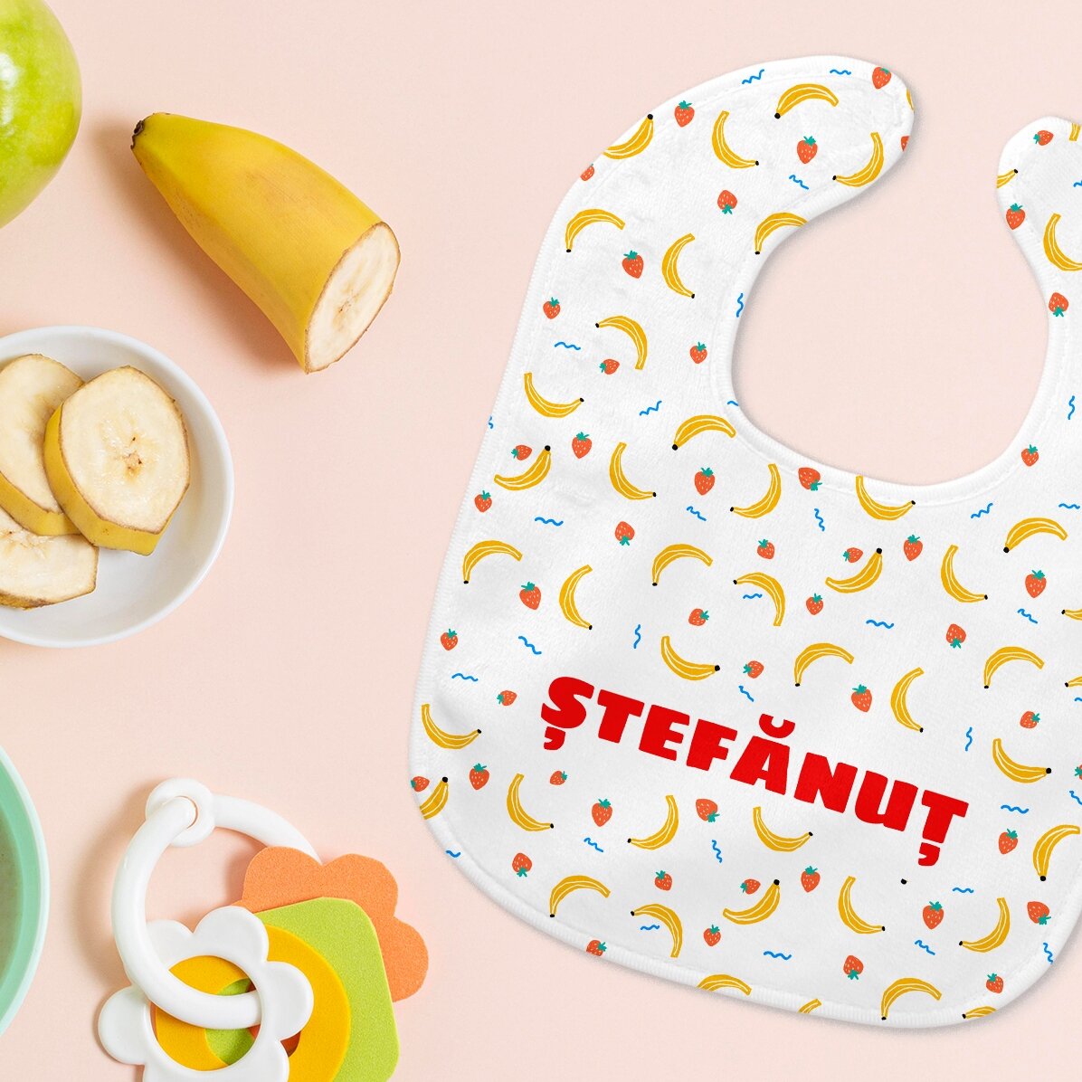Babero para bebé personalizado con nombre - Plátano