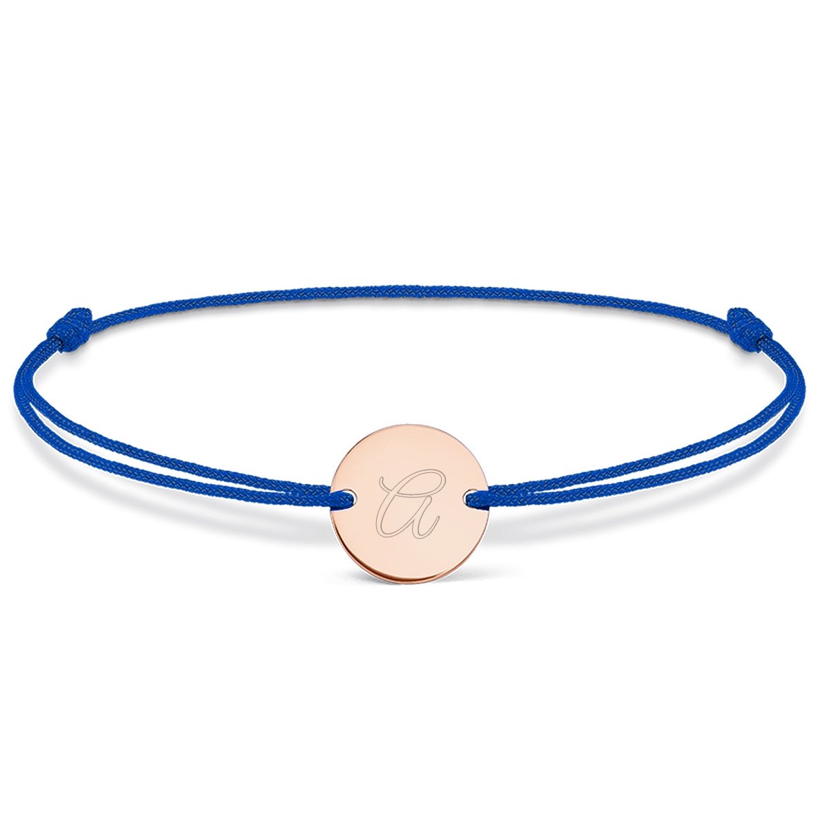 Pulsera con cordón personalizada - moneda de 10 mm - plata 925 - modelo con inicial 3