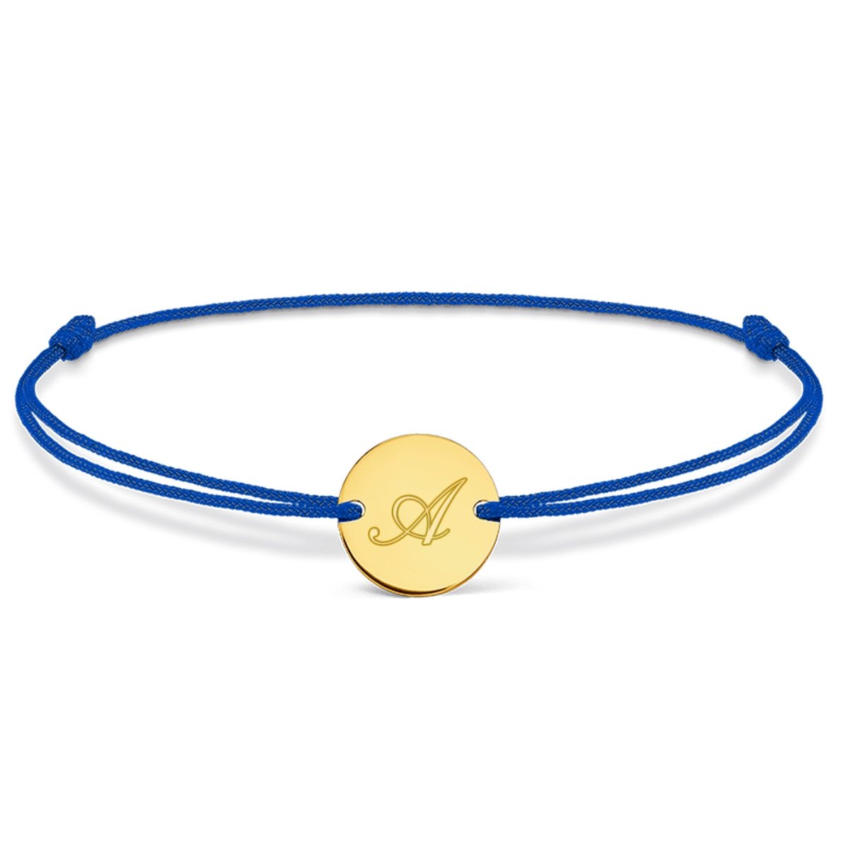Personalised cord bracelet - 10 mm bead - 14k gold - initial model 2
