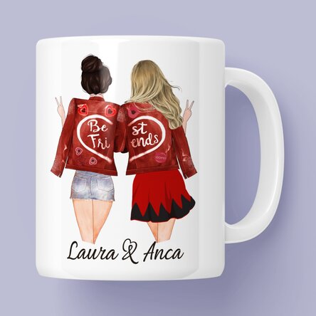 Taza personalizada con texto: «Friends forever»