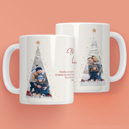 Personalised mug with text and 2 photos - Warm Christmas