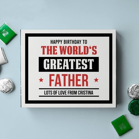 Personalised box of chocolates with a message for dad