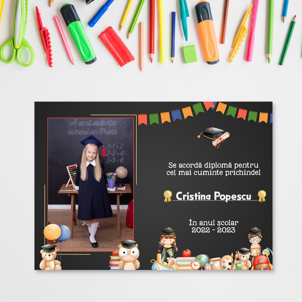 Diploma personalizado con foto y texto - Para la escolar