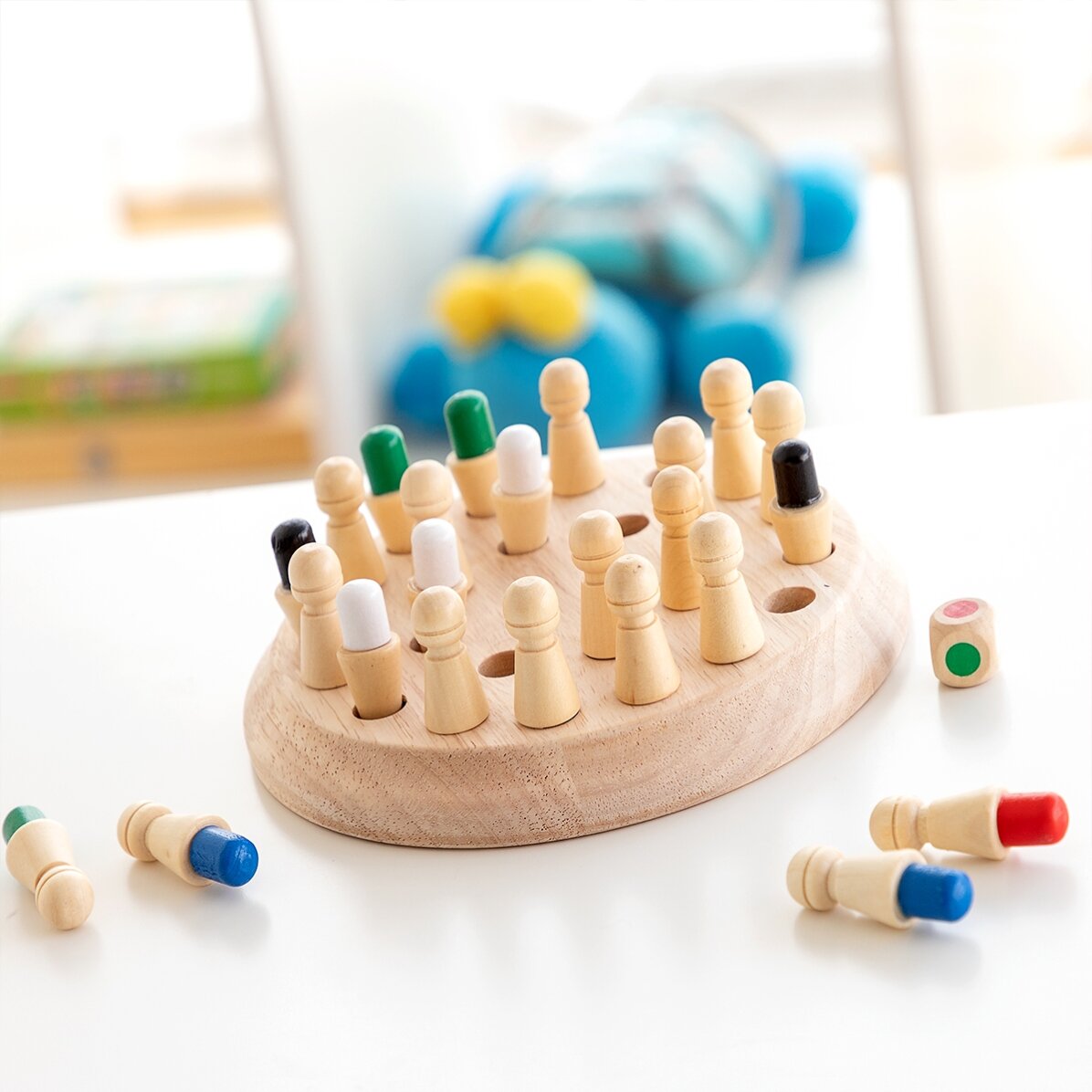 Juego de memoria de ajedrez de madera