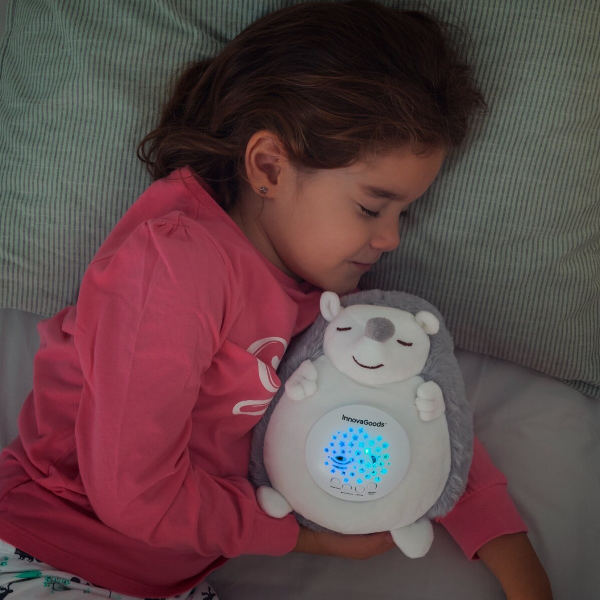 Peluche de erizo con proyector de luces y sonidos