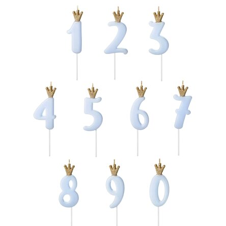 Cake candles - Blue number with crown 9.5 cm