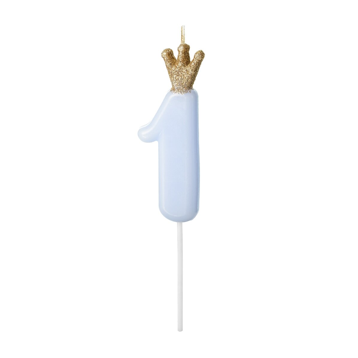 Velas para tartas - Cifra azul con coronita, 9,5 cm