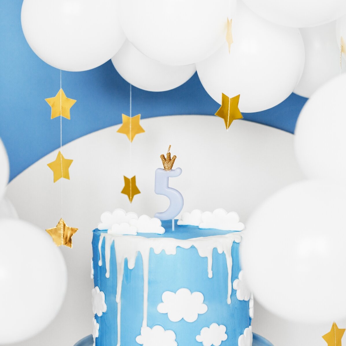 Velas para tartas - Cifra azul con coronita, 9,5 cm