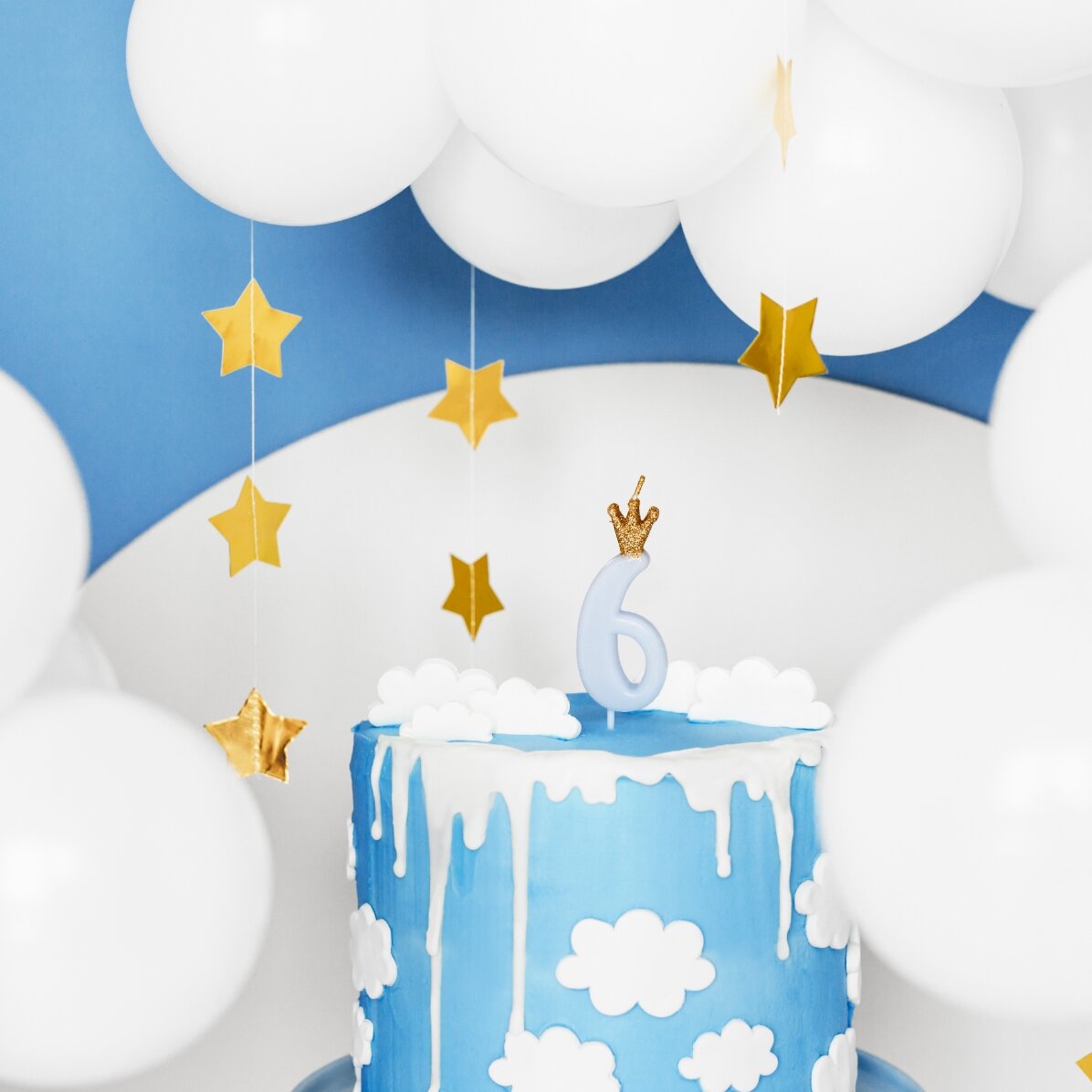 Velas para tartas - Cifra azul con coronita, 9,5 cm
