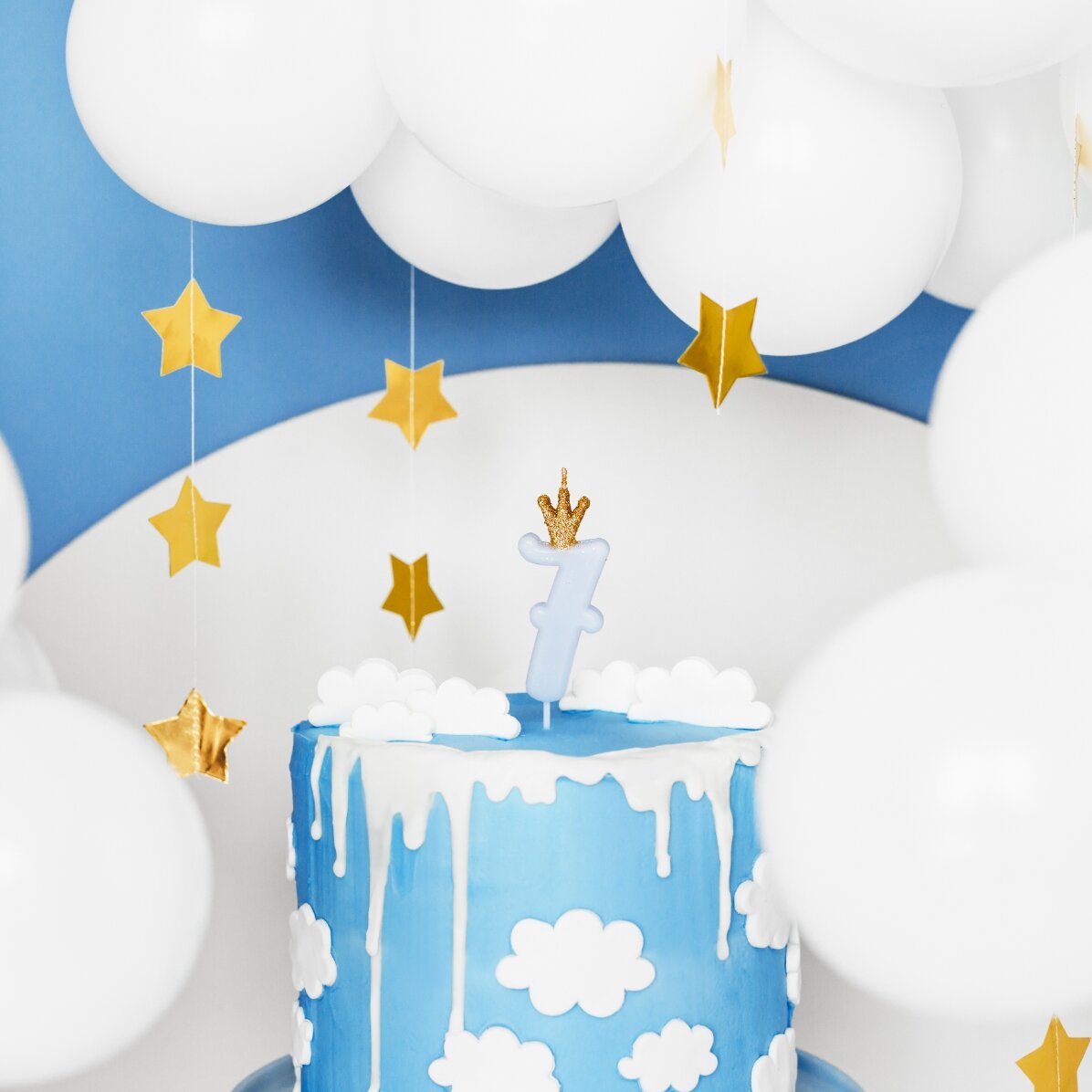Velas para tartas - Cifra azul con coronita, 9,5 cm
