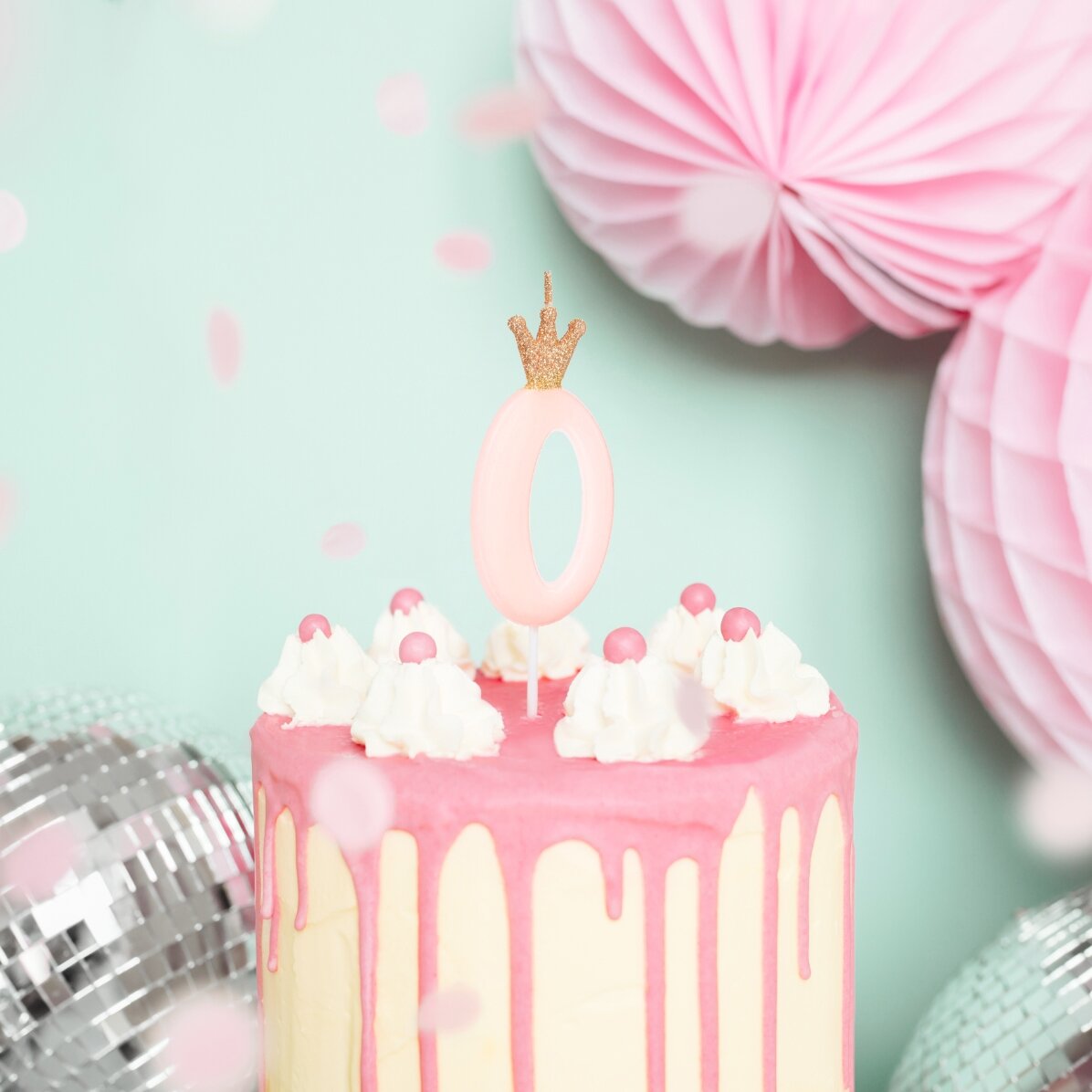 Velas para tartas - Figura rosa con coronita, 9,5 cm