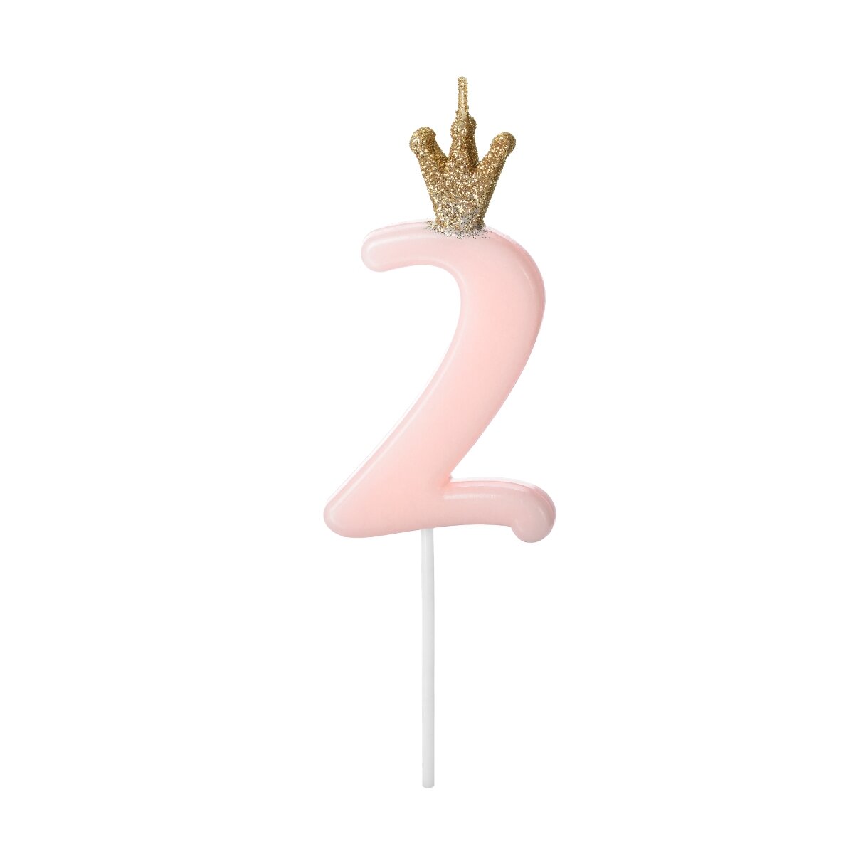 Velas para tartas - Figura rosa con coronita, 9,5 cm