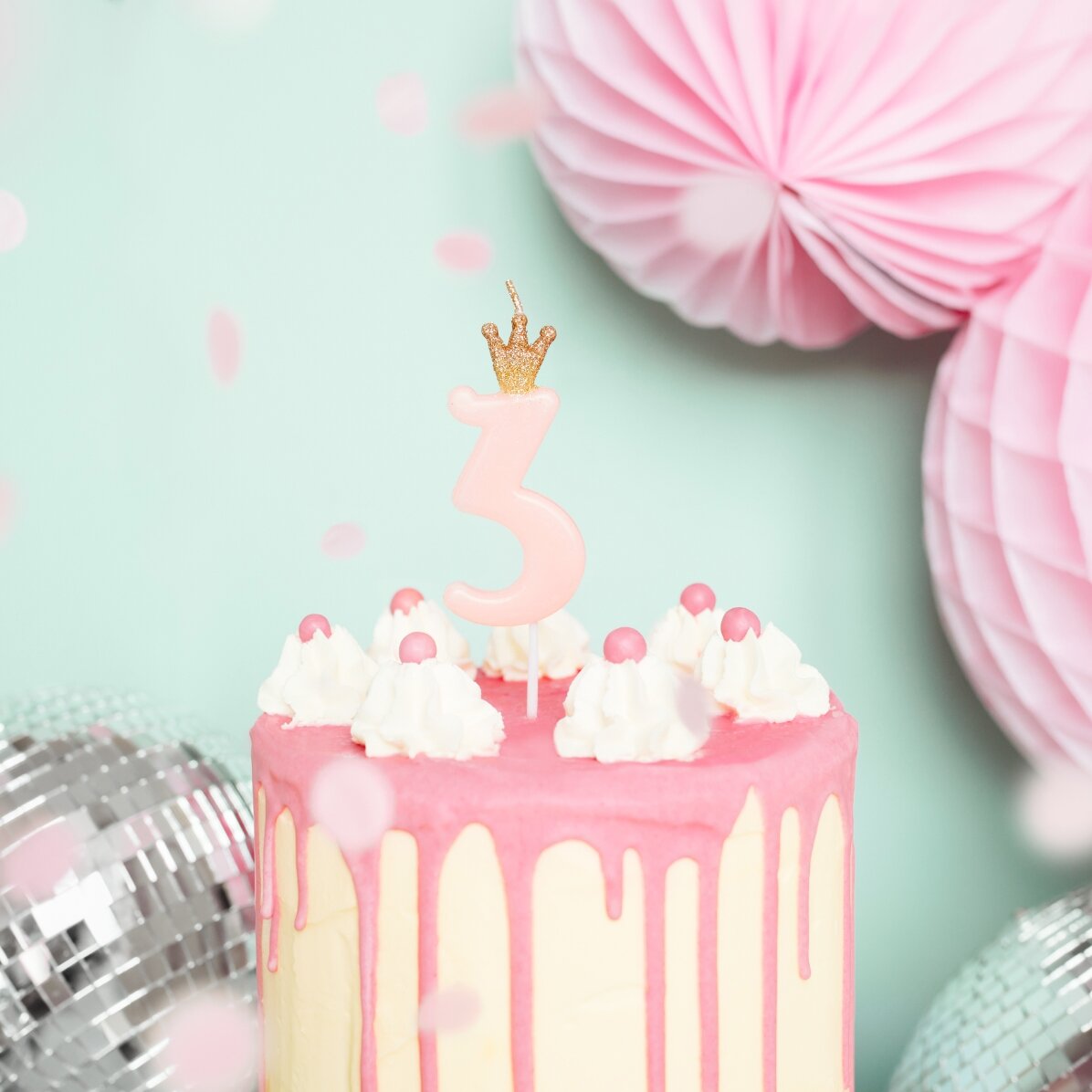 Velas para tartas - Figura rosa con coronita, 9,5 cm