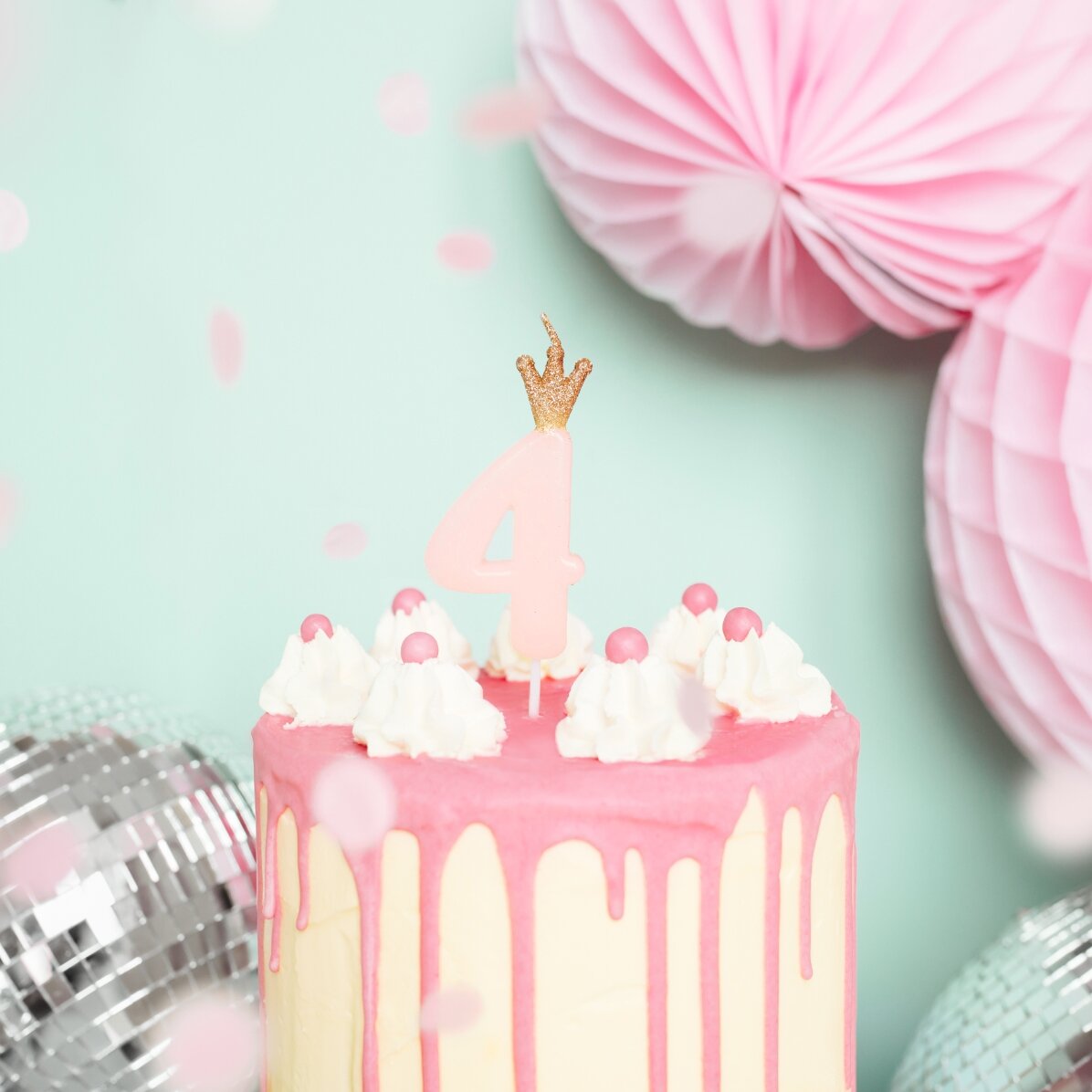 Velas para tartas - Figura rosa con coronita, 9,5 cm