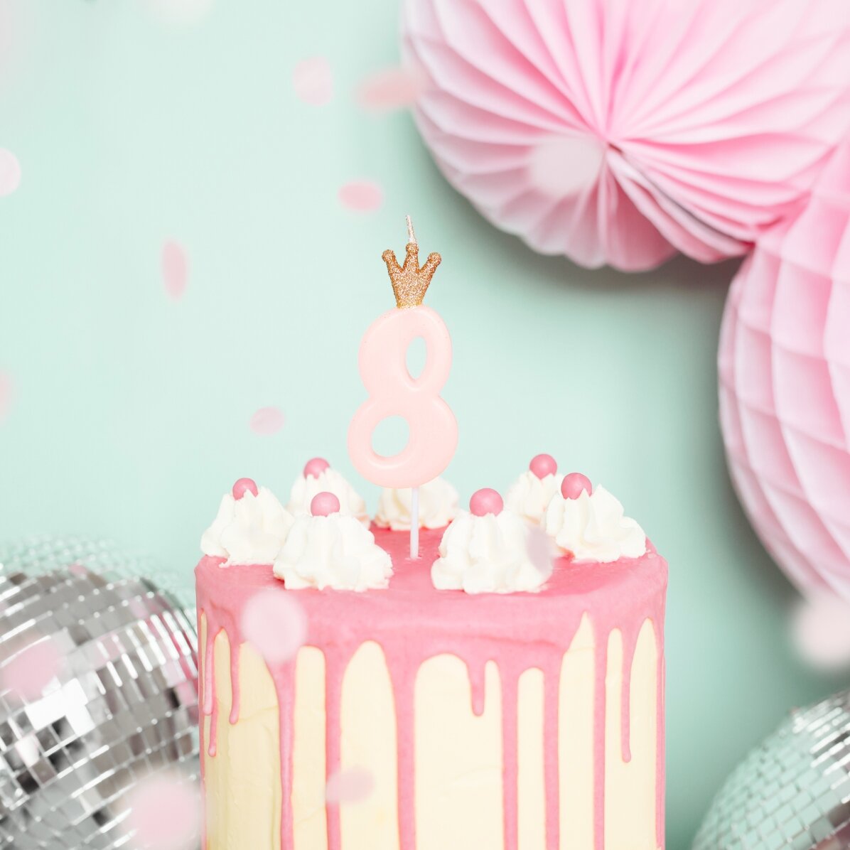 Velas para tartas - Figura rosa con coronita, 9,5 cm