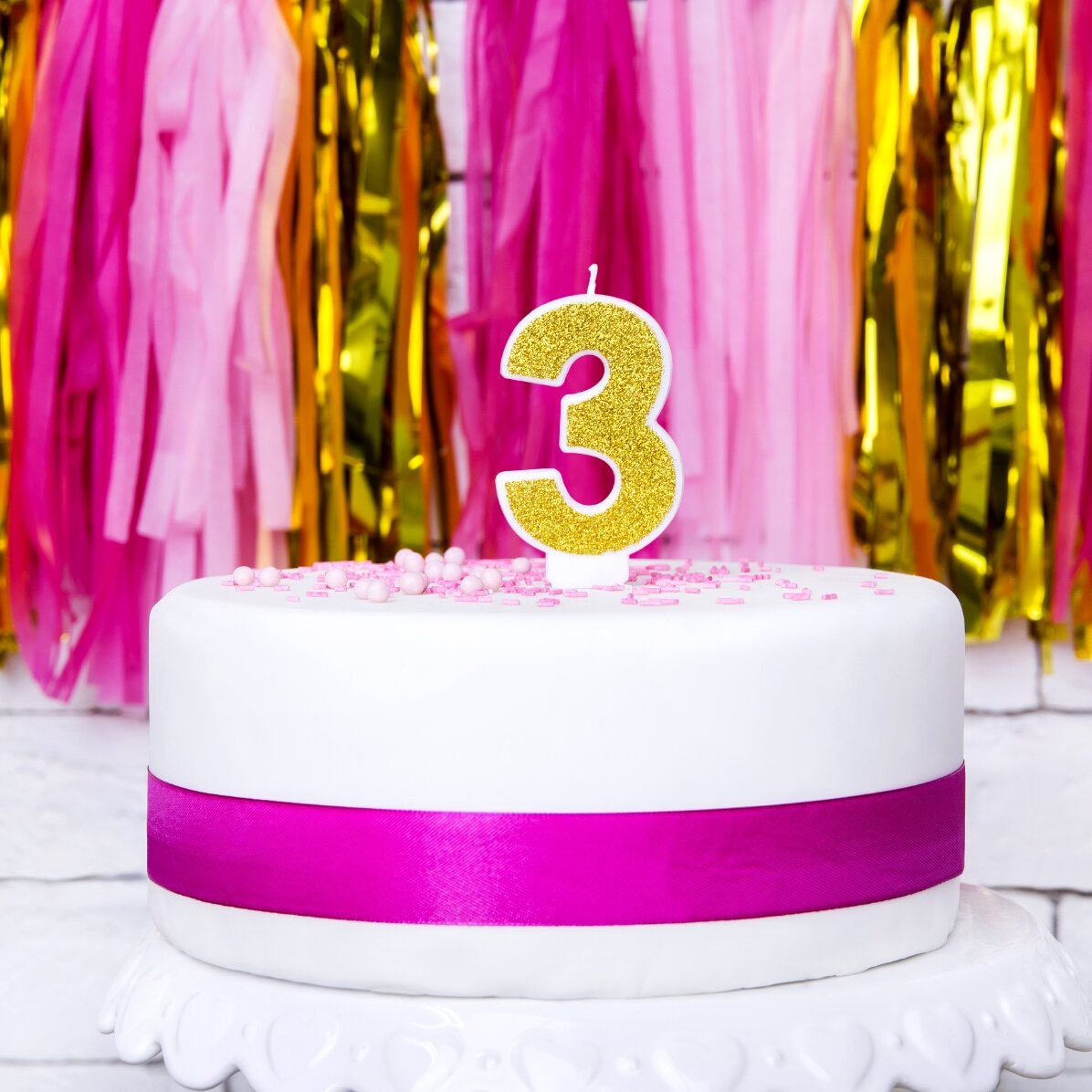 Velas para tartas - Números dorados de 7 cm