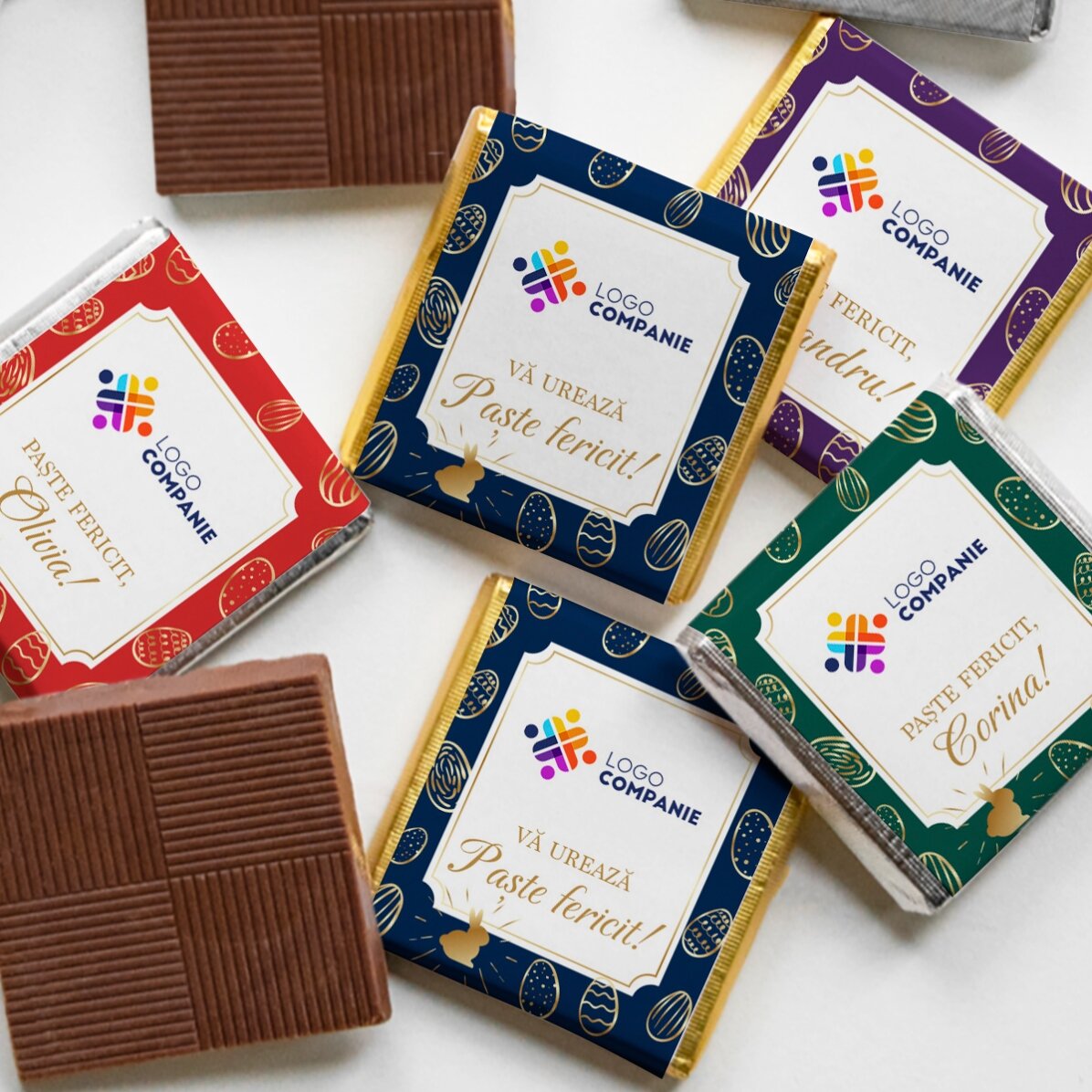 Mini bombones personalizados con logotipo y mensaje - Huevos de Pascua