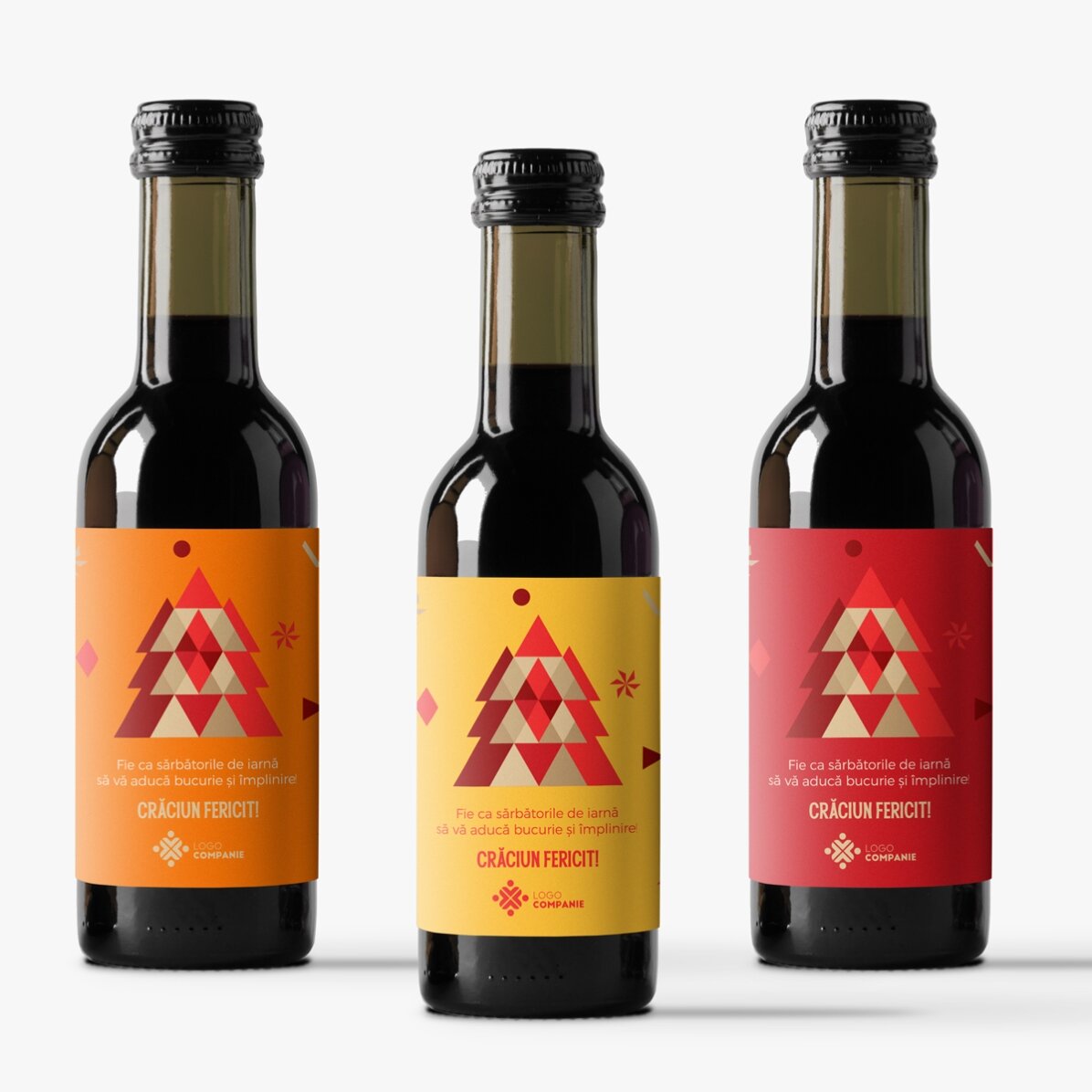 Mini wine bottle personalised with logo and text for Christmas