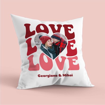 Personalised cushion with a photo and text - Love
