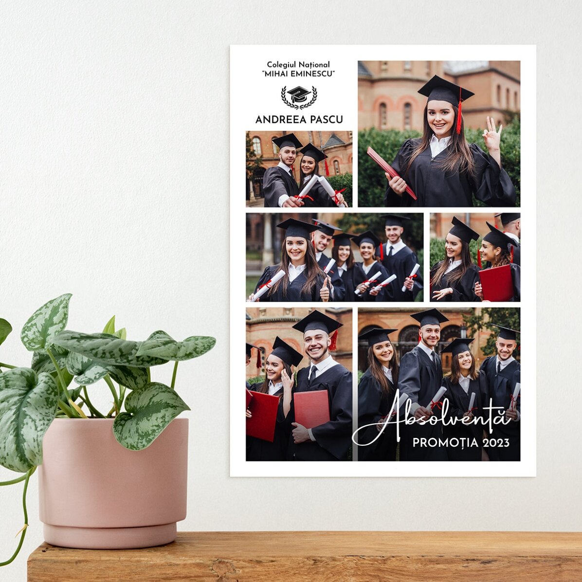 Póster personalizado con 6 fotos y texto - Graduación