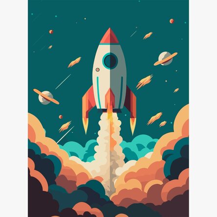 Poster Rocket in Space