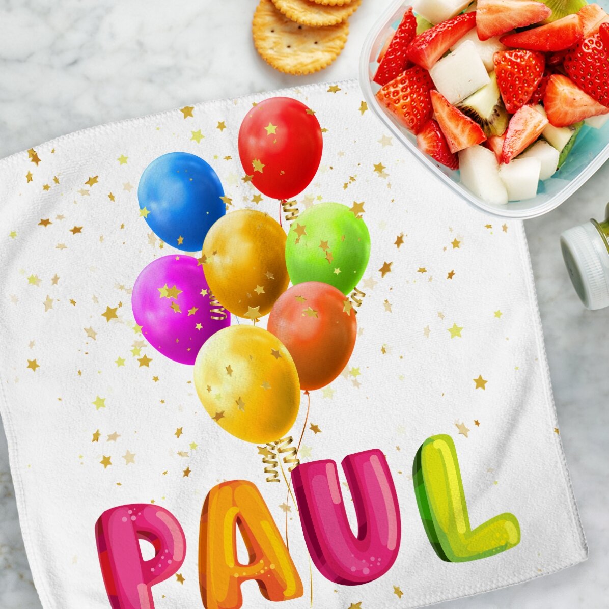 Toalla personalizada con nombre - Globos de colores