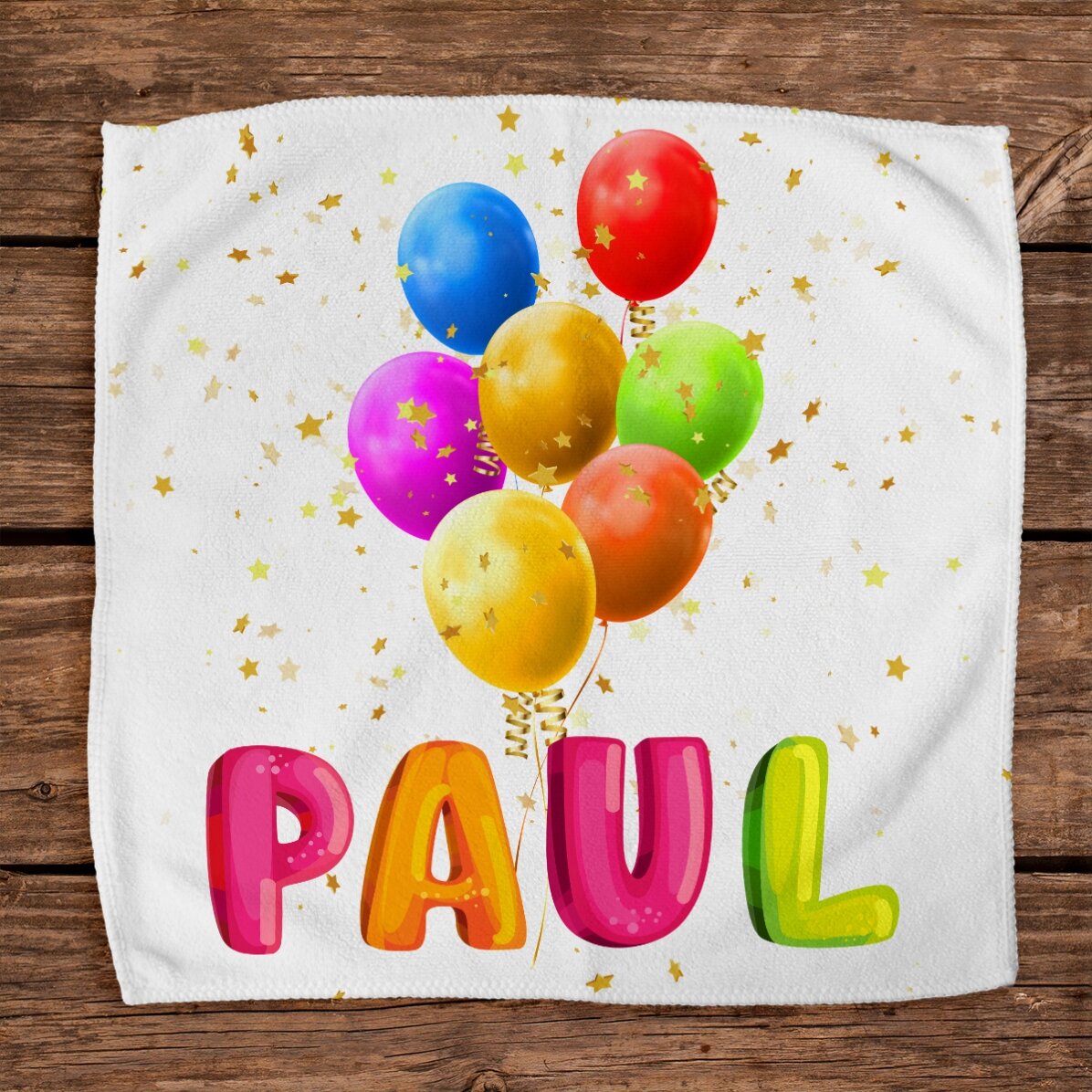 Toalla personalizada con nombre - Globos de colores