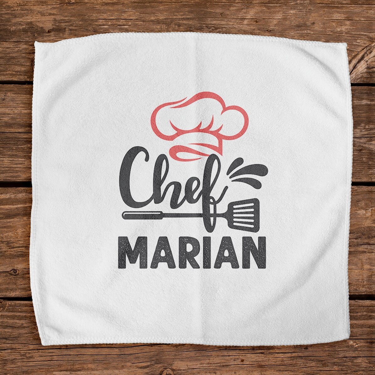 Toalla personalizada con texto: «El jefe de cocina»