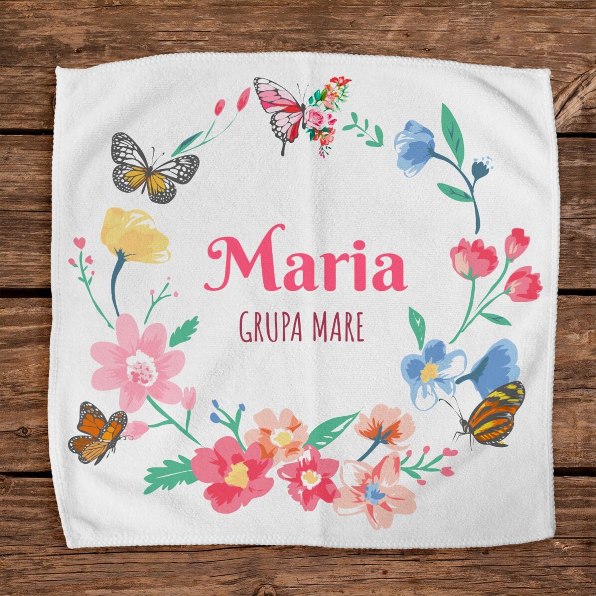Toalla personalizada con texto - Mariposas de colores