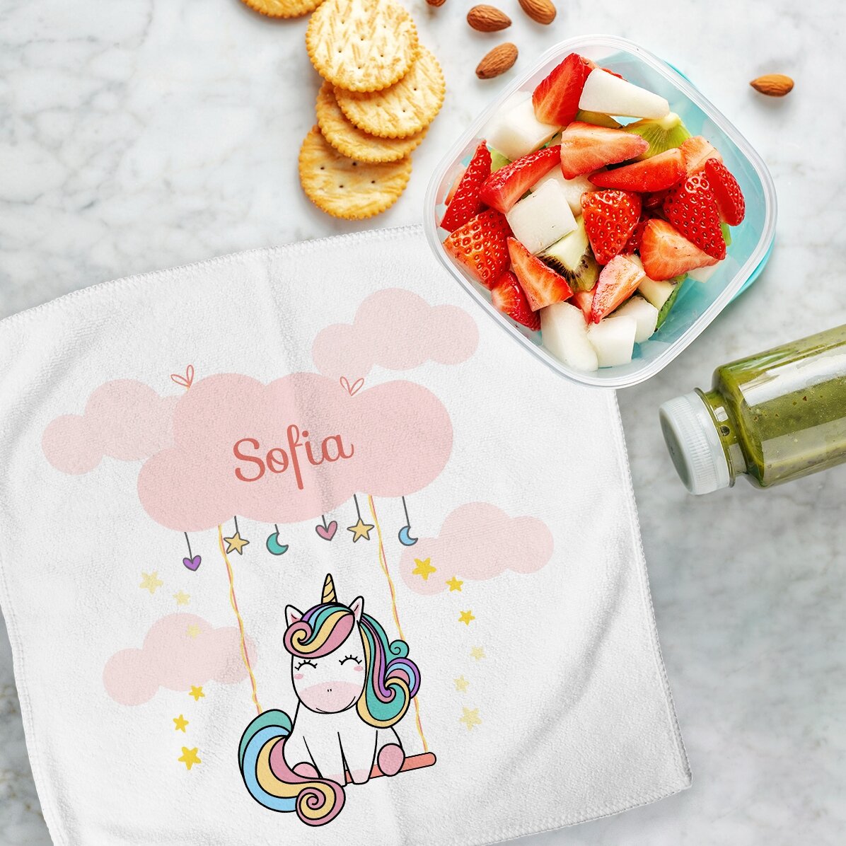 Toalla personalizada con texto para niños - Cute Unicorn