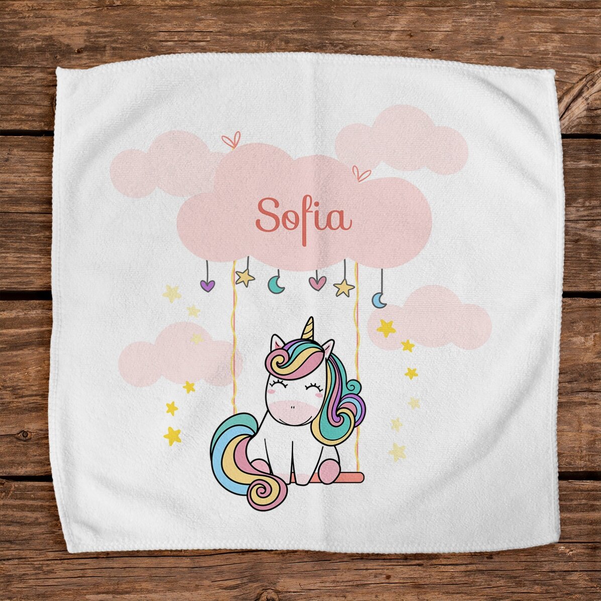 Toalla personalizada con texto para niños - Cute Unicorn