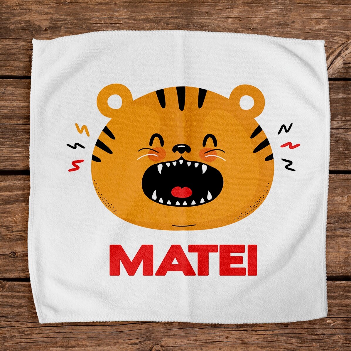 Toalla personalizada con texto para niños - Tigre