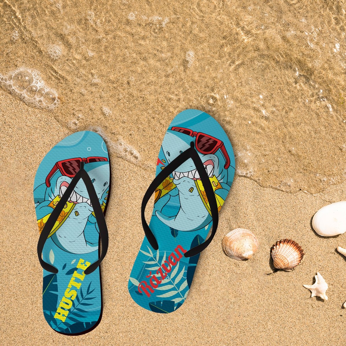 Chanclas personalizadas con texto - Tiburón