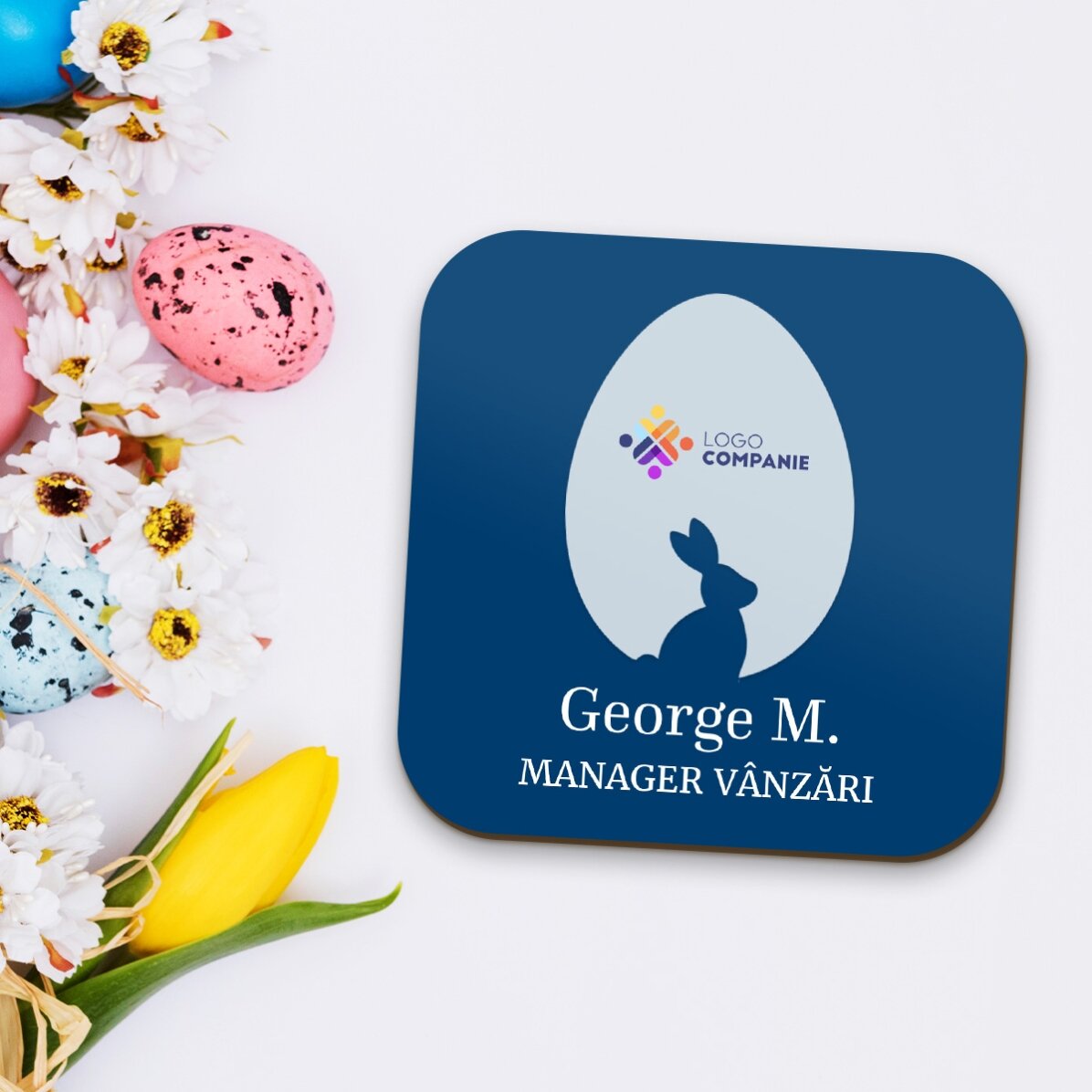 Posavasos personalizado con logotipo y nombre - Pascua