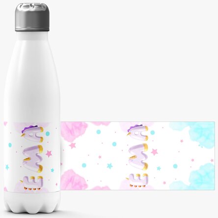 Thermos with white base personalised with name - Special Unicorn