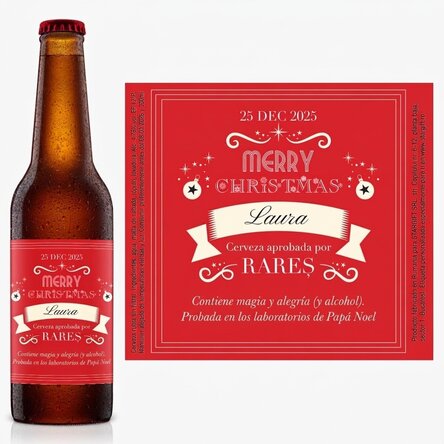 Cerveza personalizada con texto - La magia de la Navidad