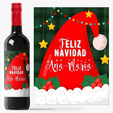 Vino personalizado con texto: Papá Noel
