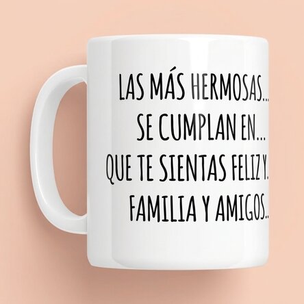 Taza personalizada con texto: mensaje para los amigos