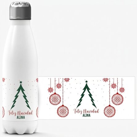 Termo con base blanca personalizado con texto: «Christmas tree»