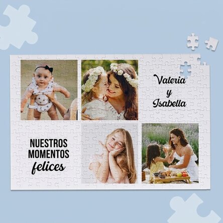 Rompecabezas personalizado con 4 fotos y texto, 40 x 28,5 cm - Momentos