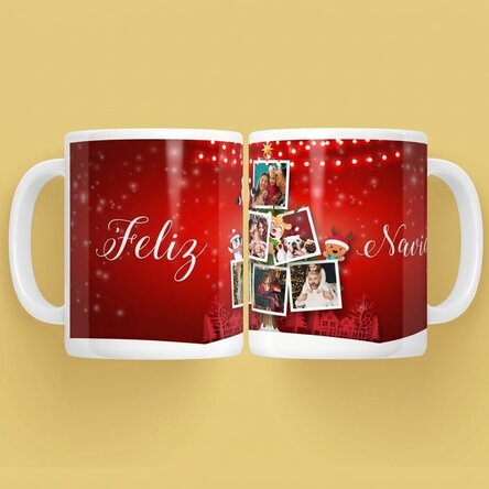 Taza personalizada con 5 fotos - Los amigos de Papá Noel
