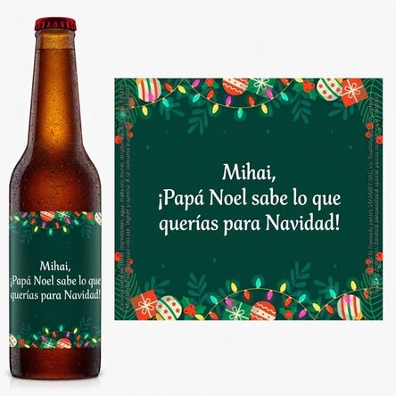 Cerveza personalizada con texto - fondo verde