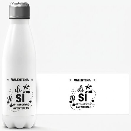 Termo con base blanca personalizado con nombre - New Adventures