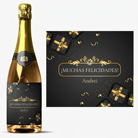 Vino espumoso personalizado con mensaje: «Feliz cumpleaños»