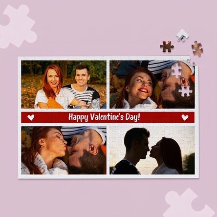 Rompecabezas personalizado con 4 fotos y texto, 36 x 24 cm - Moments