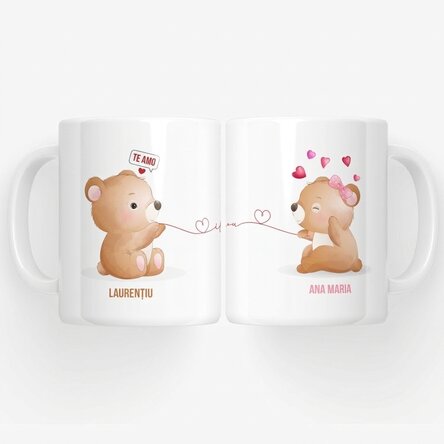 Taza personalizada con texto: Ositos enamorados
