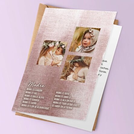 Tarjeta de felicitación personalizada con 3 fotos y texto - Ser tierno