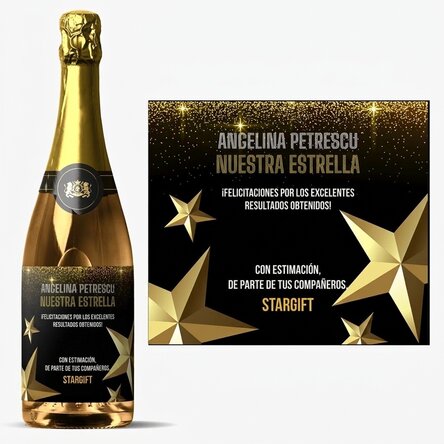 Vino espumoso personalizado con un mensaje para la jubilación